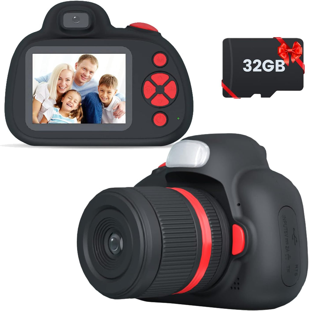 Kids Digital Camera 2.4 inch IPS Screen with Flash 32G SD Card Black G413705
