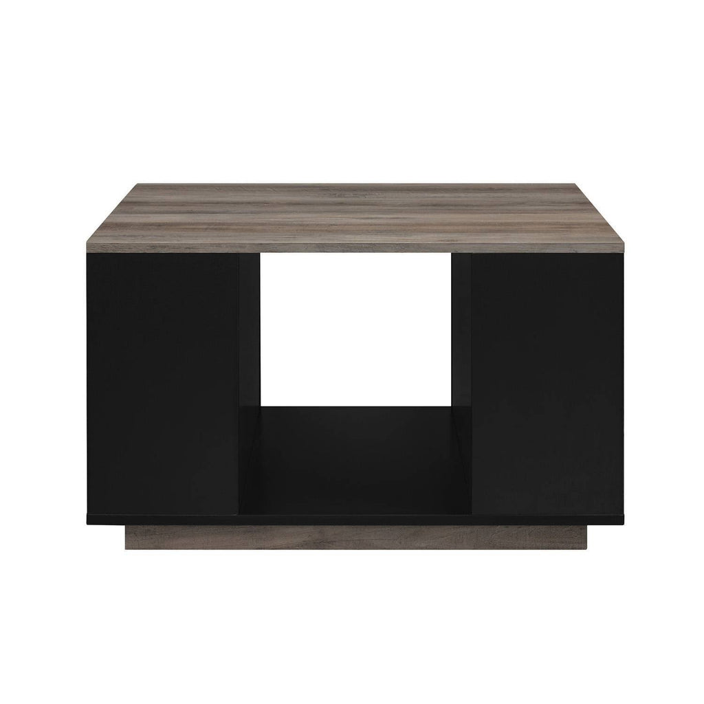 Solid Black/Gray Wash Square Storage Coffee Table E931287