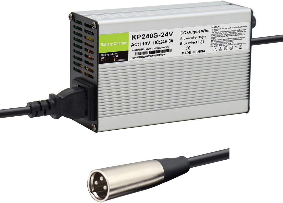 24V 8A Lead Acid Battery Charger with 3-Pin XLR Connector, Pack of 2 J459702