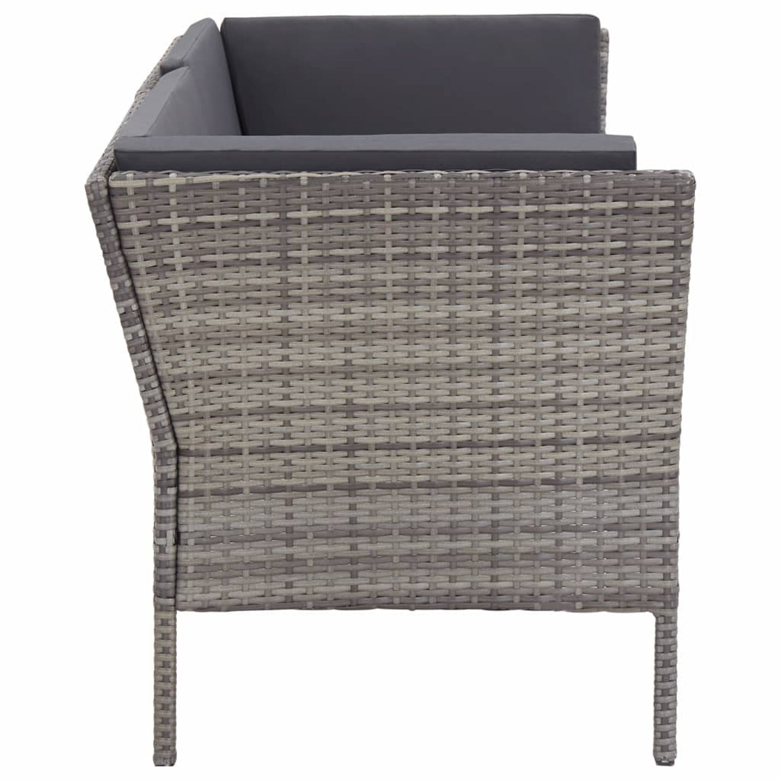 6 Piece Outdoor Conversation Set Gray Poly Rattan Patio Sectional Set V483