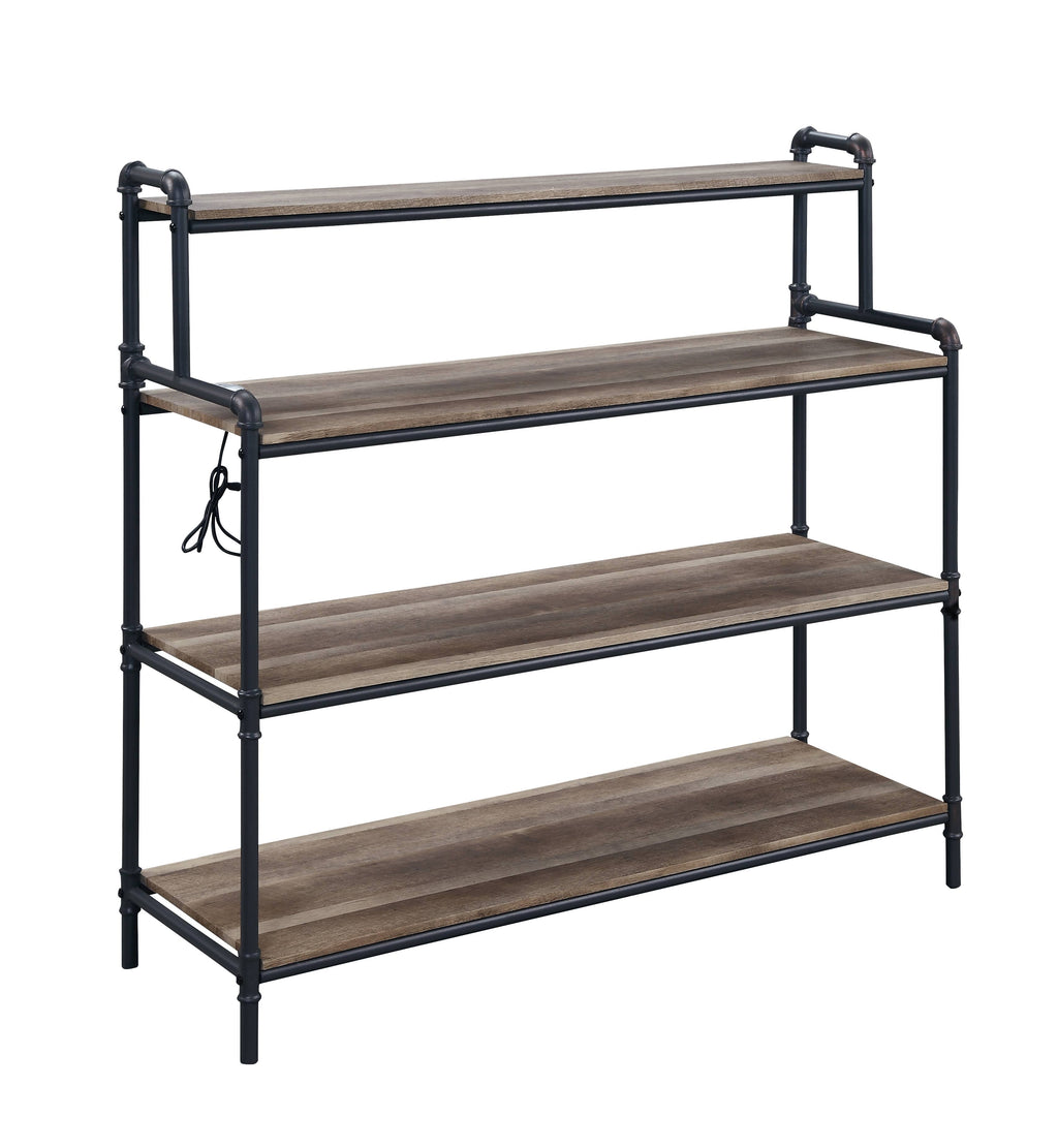 Antique Oak Book Shelf with Built-in USB Port and LED W3549