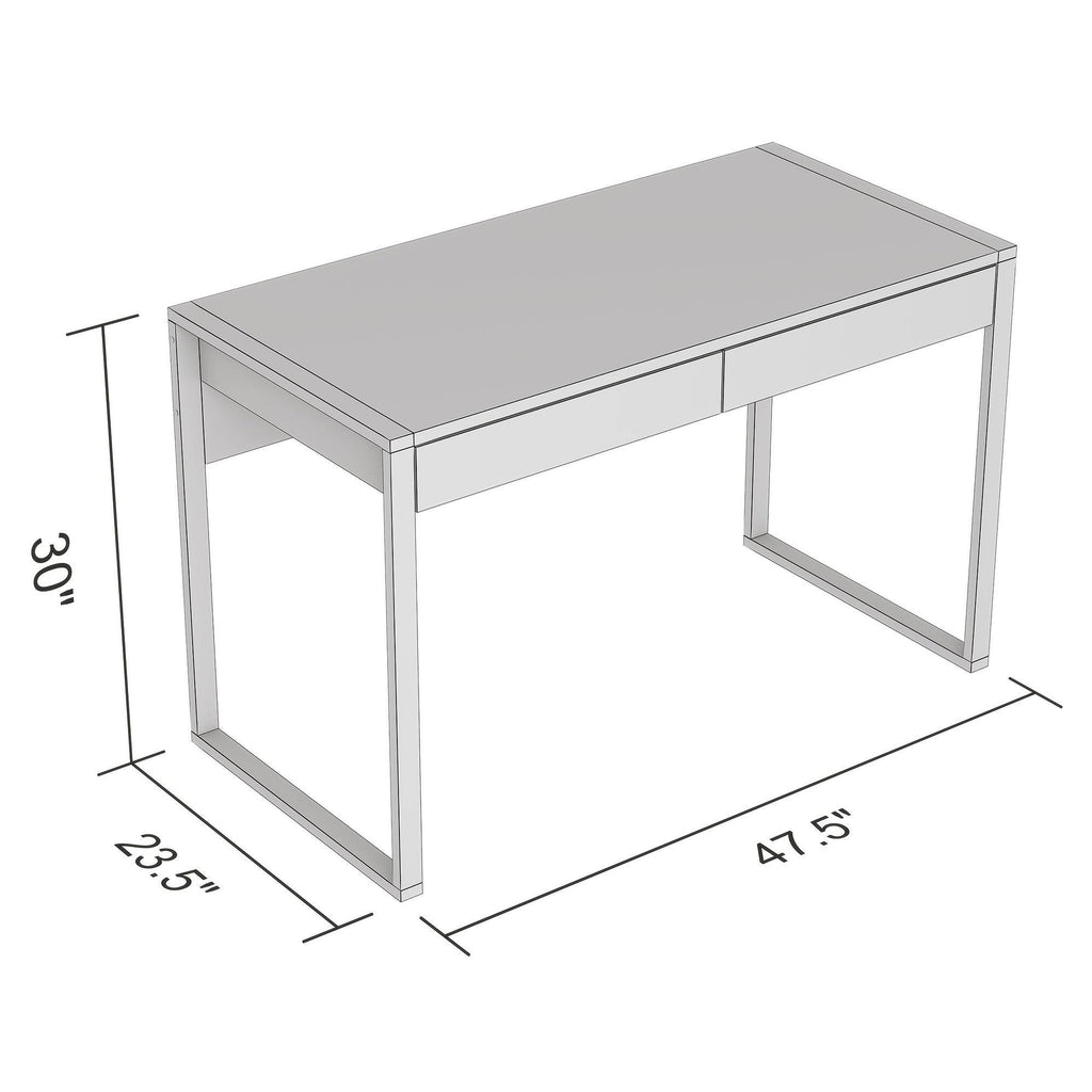 Dark Taupe 2-Drawers Computer Desk with Black Metal K453