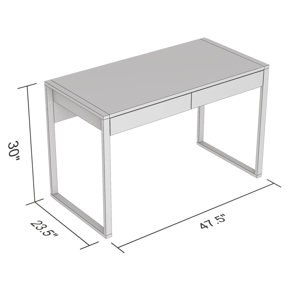 Dark Taupe 2-Drawers Computer Desk with Black Metal K453
