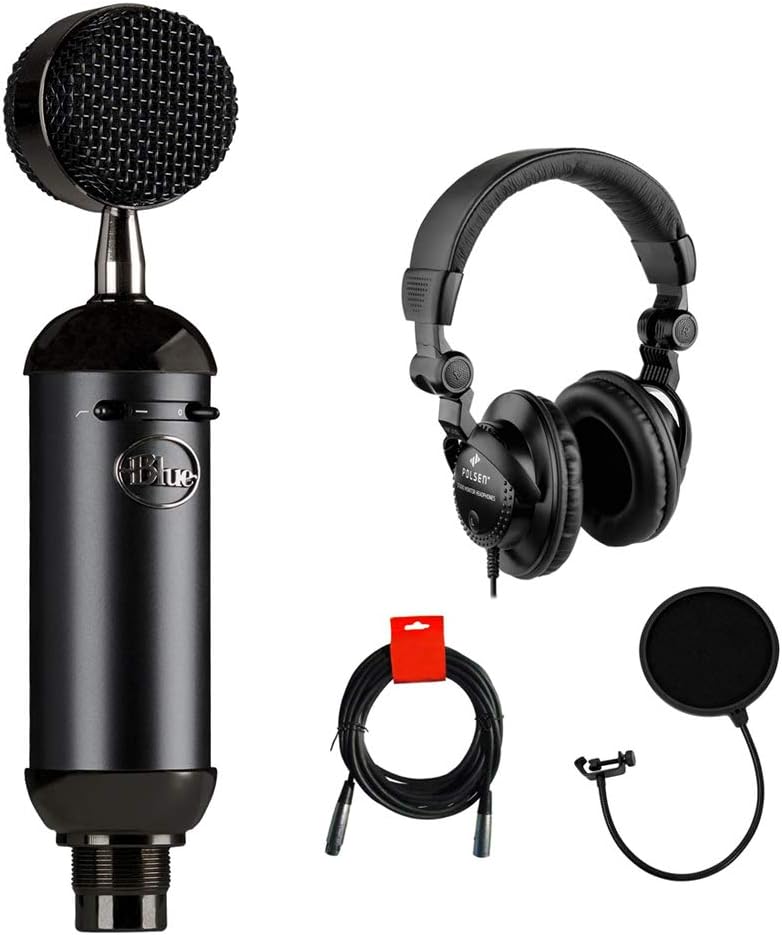 Blue Blackout XLR Condenser Microphone Bundle with Monitor Headphones, Pop Filter & XLR Cable Q71141