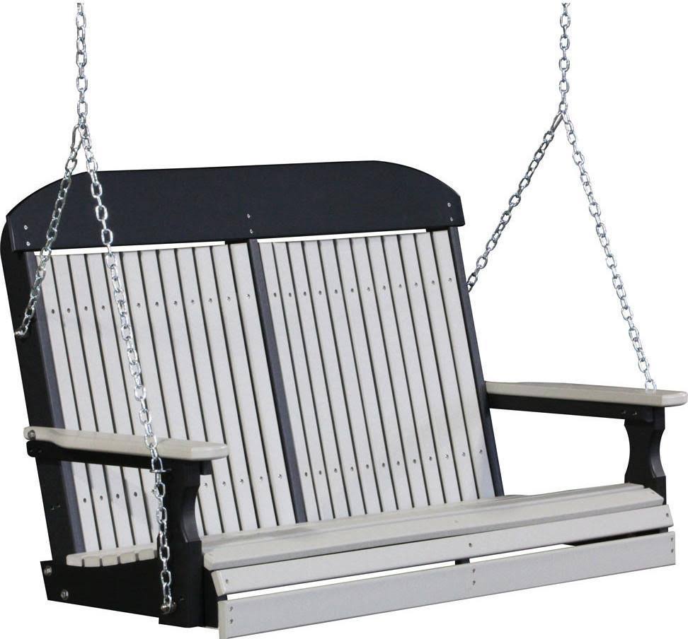 Dove Gray on Black Recycled Plastic Porch Swing I183
