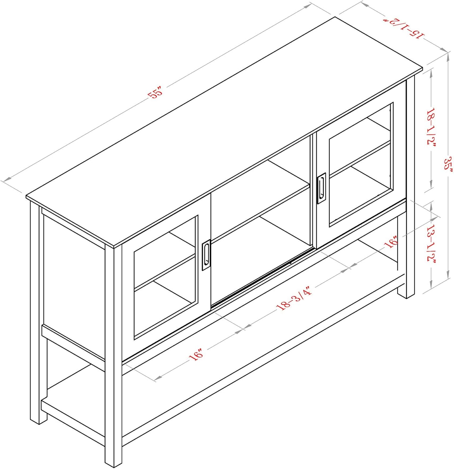 Gray Wood Sideboard Cabinet with Sliding Doors L8941