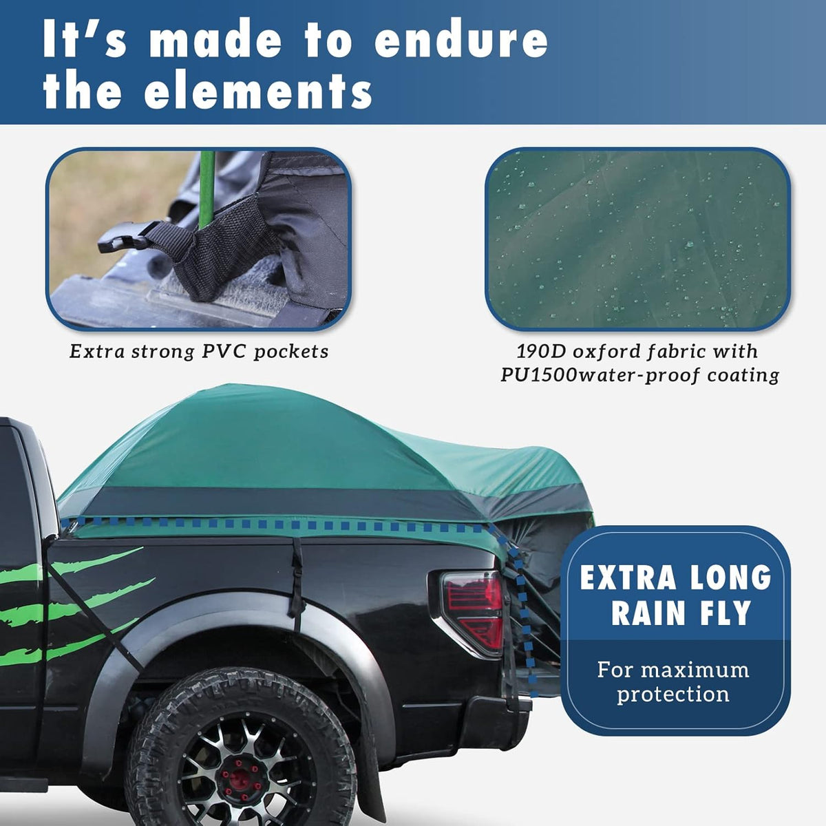 Full Size Truck Tent for Camping with Waterproof Rainfly, Double Layer, Fits Mattresses 79-81" W4616
