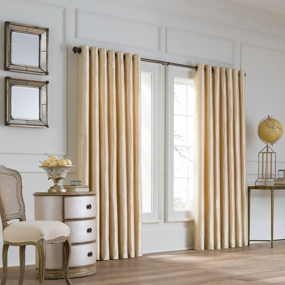 Solid Grommet Double Width Window Panel 120x22 / Sand I337
