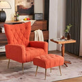 Velvet Accent Chair with Ottoman Button Tufted Armchair N91176