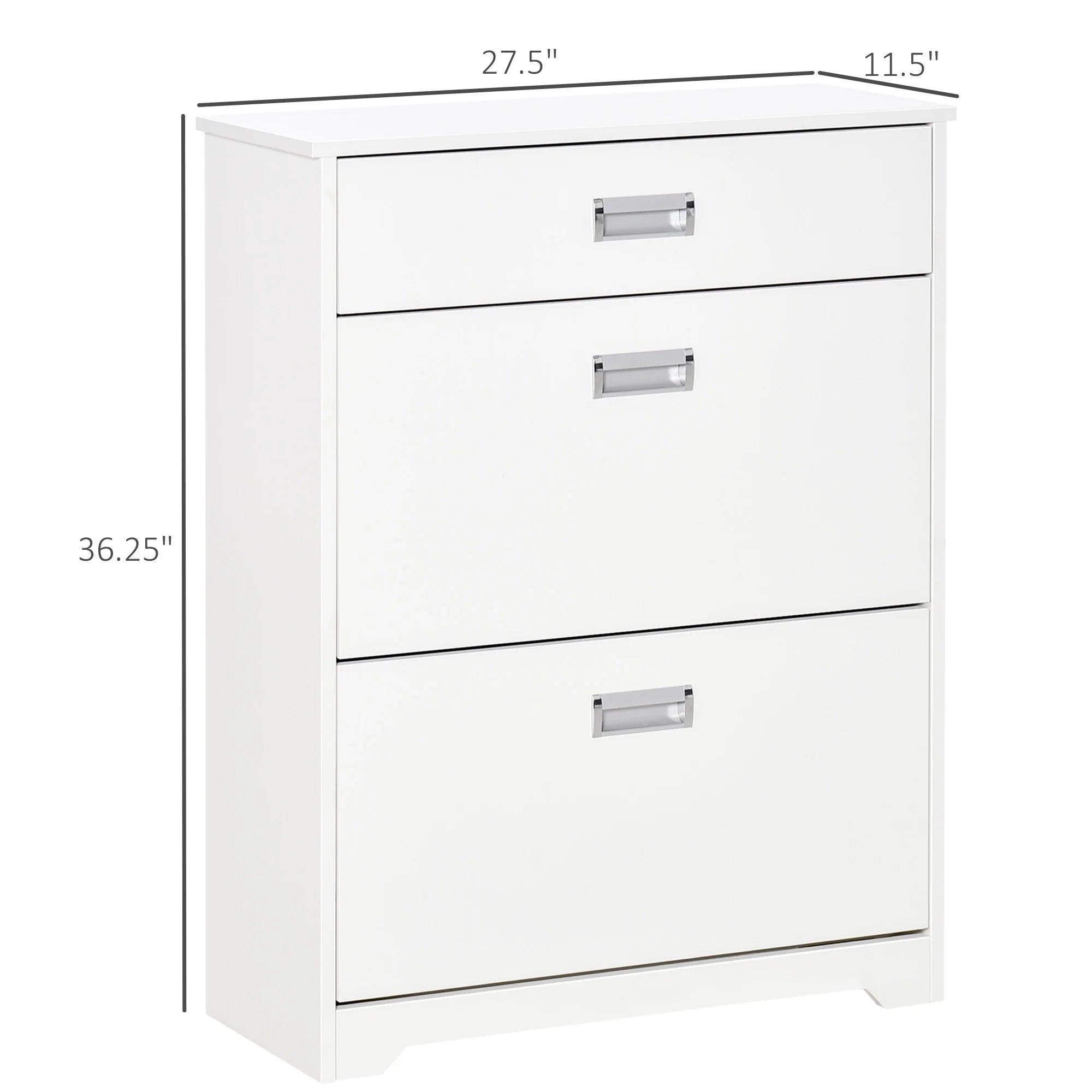 White 3-Drawer Shoe Cabinet with 2 Flip Doors B17548