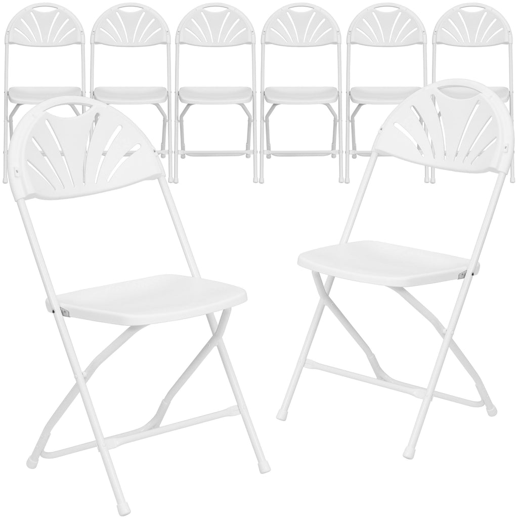 Black Plastic Fan Back Folding Chair L206