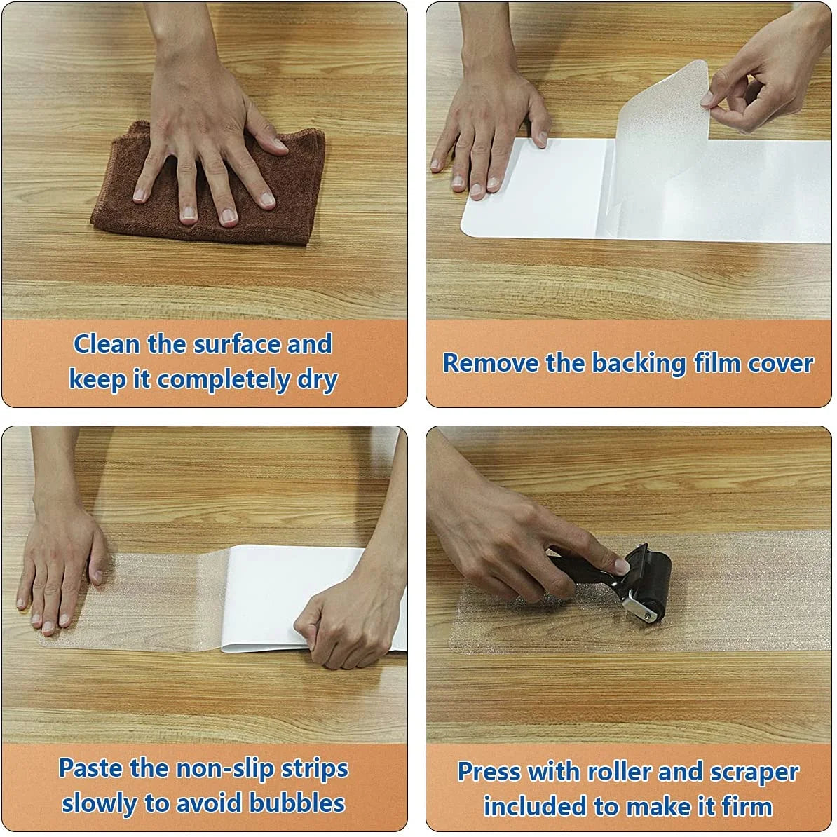 15-Pack Pre-Cut PEVA Transparent Non Slip Stair Treads K562484