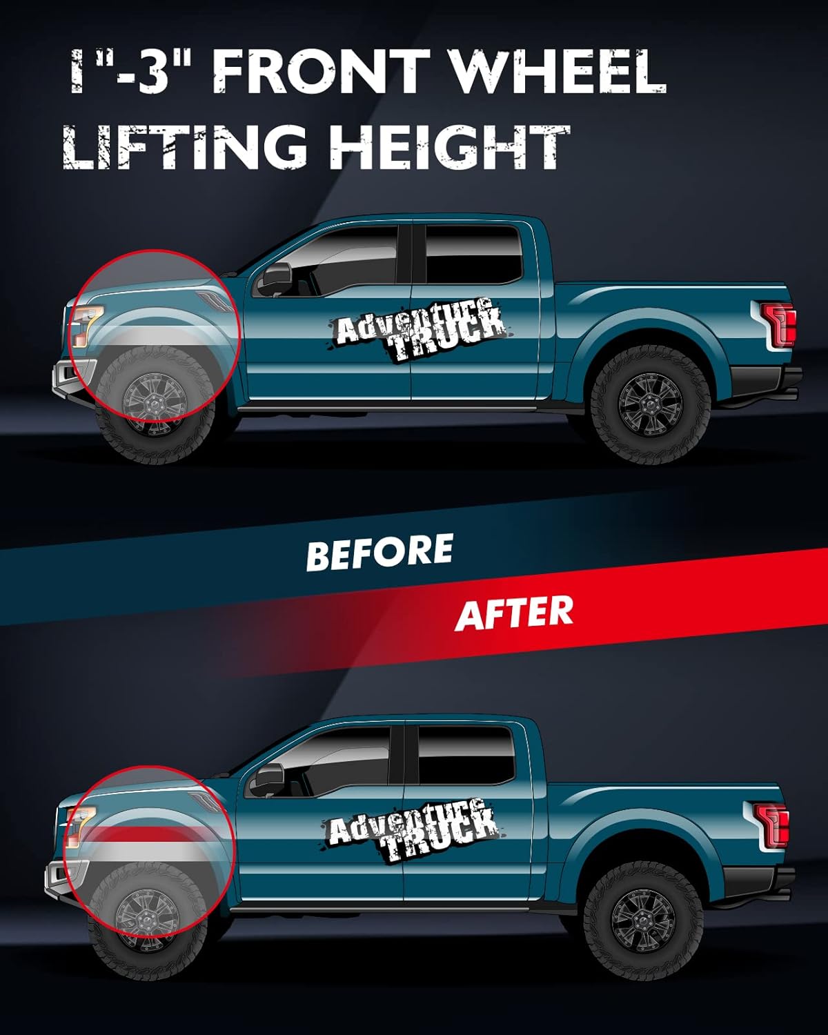 1-3 inch Front Leveling Lift Kit with Shock Extenders Brackets, Pack of 2 V10569