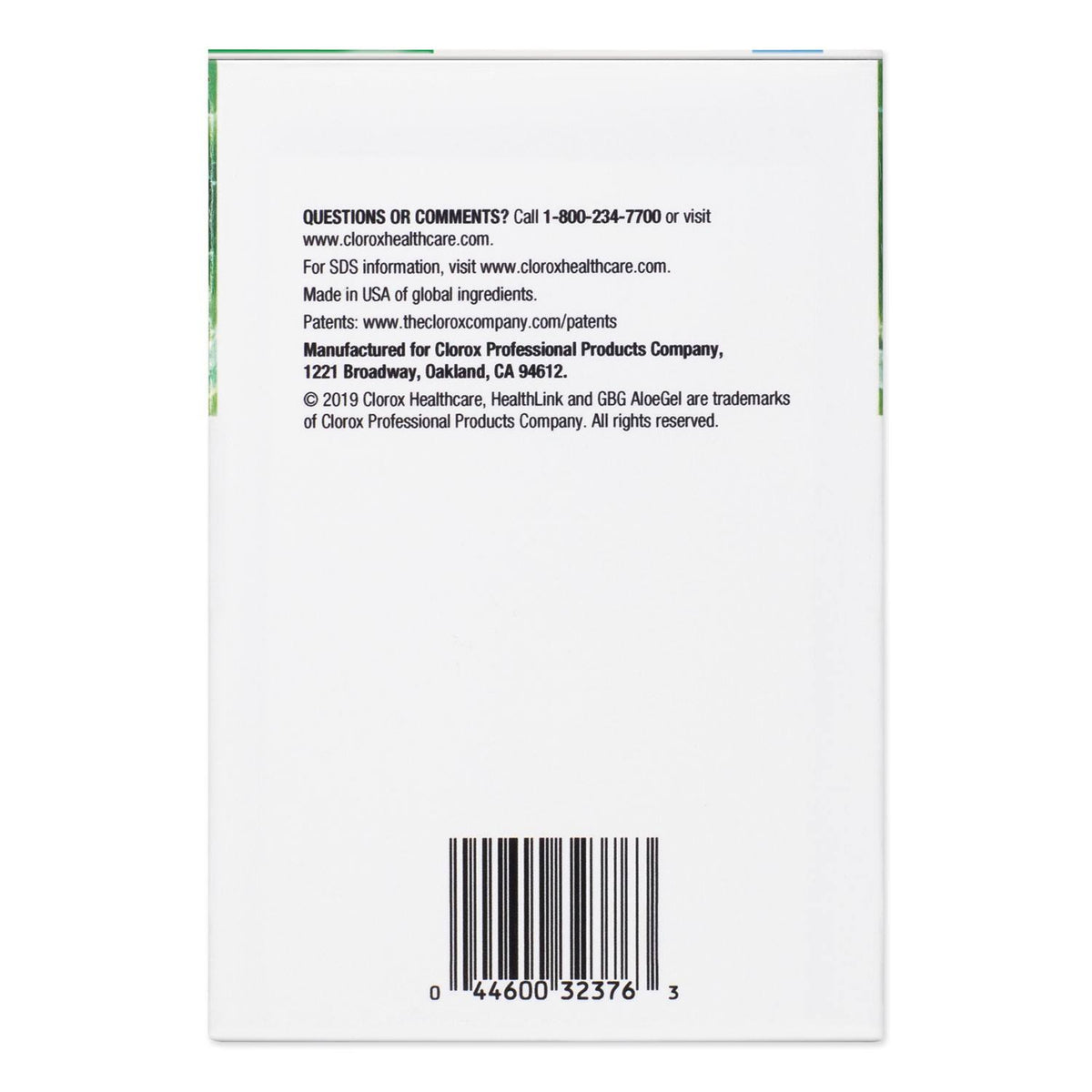 12 Carton AloeGel Hand Sanitizer, 800 ml Bag-in-a-Box L983468