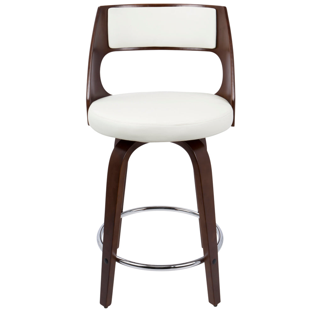 Cherry and White Faux Leather Swivel Counter Stool, Set of 2 J202947