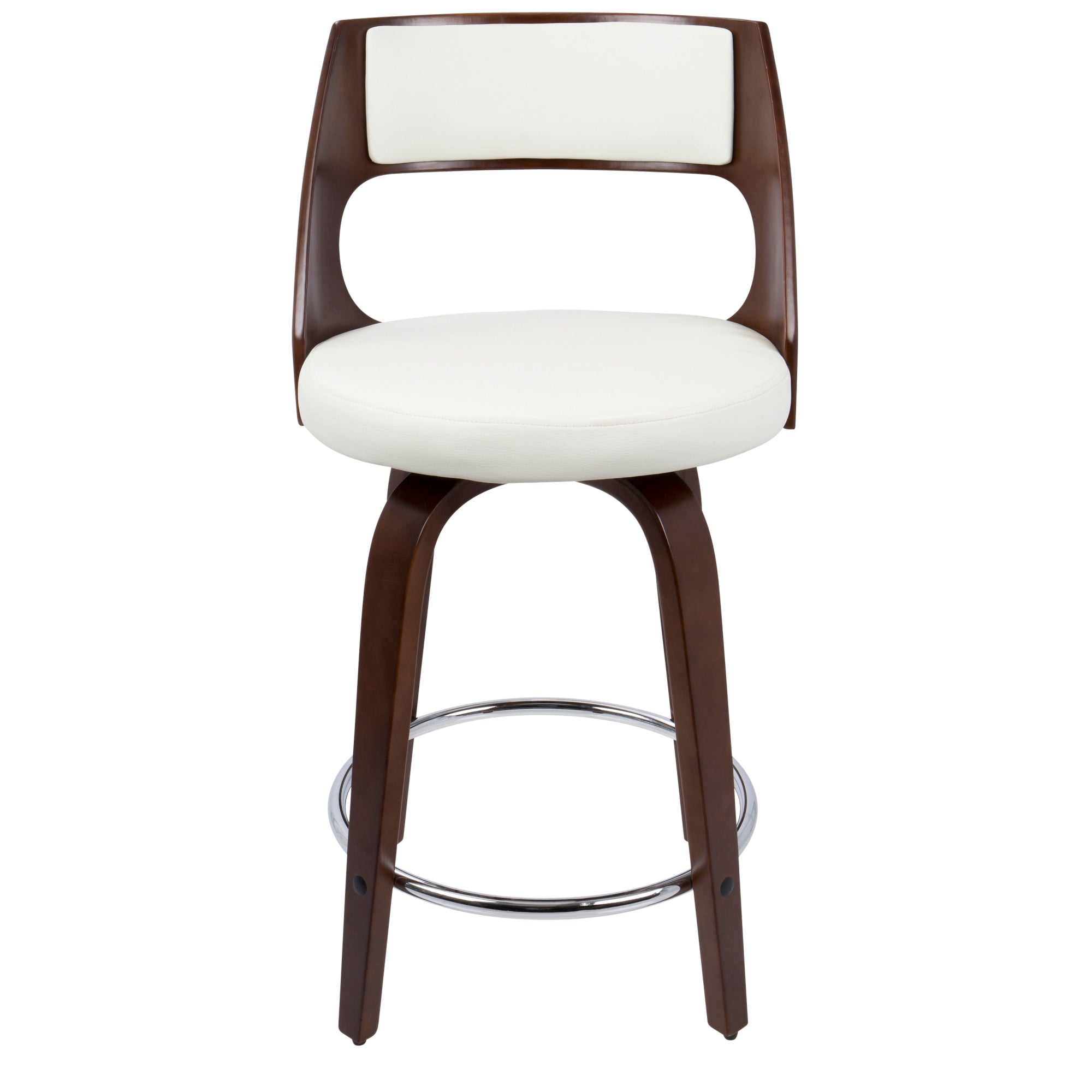 Cherry and White Faux Leather Swivel Counter Stool, Set of 2 J202947