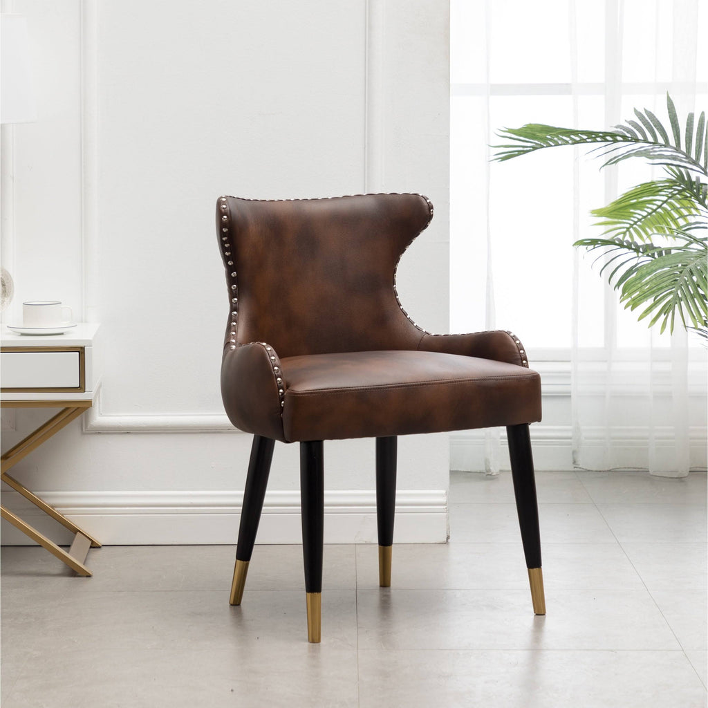 Brown Faux Leather Tufted Accent Chair R97156