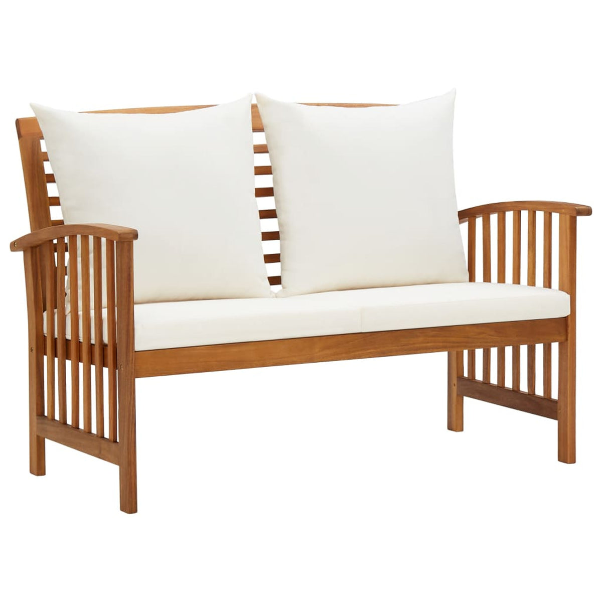 5 Piece Cream White Cushioned Acacia Wood Patio Lounge Set X9132
