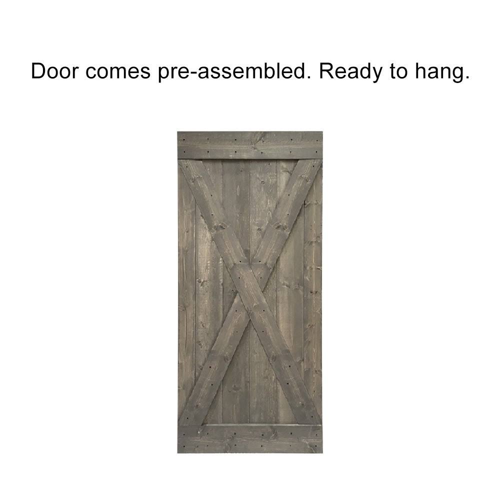 36 in. x 84 in. Espresso Stained Wood Interior Sliding Barn Door with Hardware Kit S780904