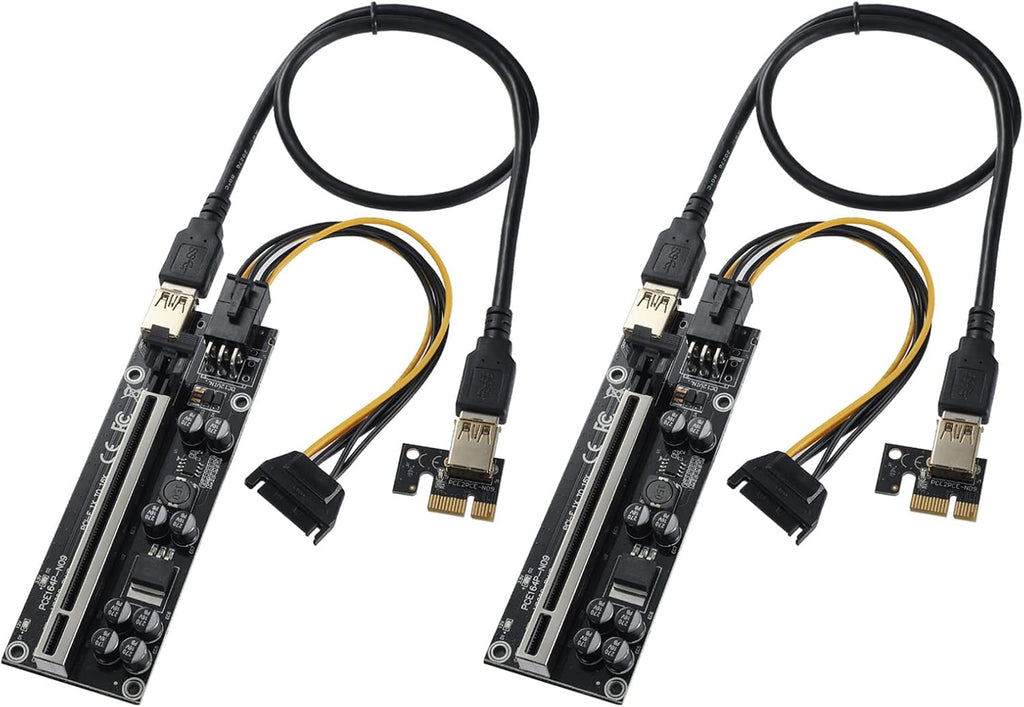 6 Pack PCI-E 1X to 16X GPU Riser Adapter Card with 6PIN SATA Power Cable G178773
