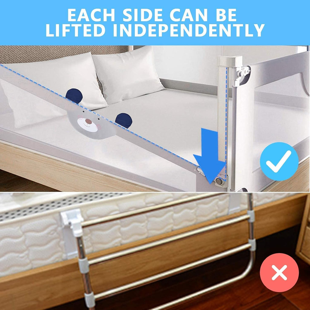 Toddler Bed Rail Guard, Vertical Lifting Collapsible Safety Bed Rail, Fit CA King Size Bed (1 Side) A517802