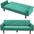 Green Linen Upholstered Convertible Sofa Bed 74" 3 Seater R8984