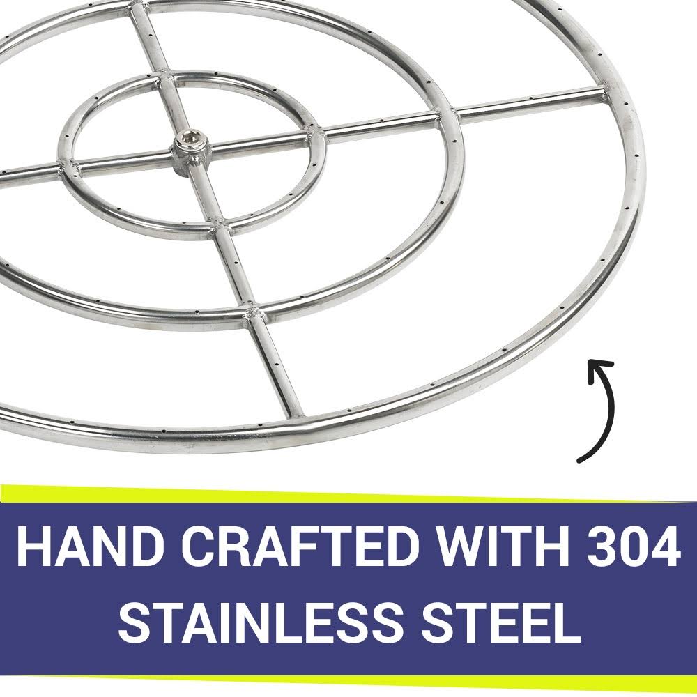 30x22 Triple-Ring Stainless Steel Fire Pit Ring Burner P16739