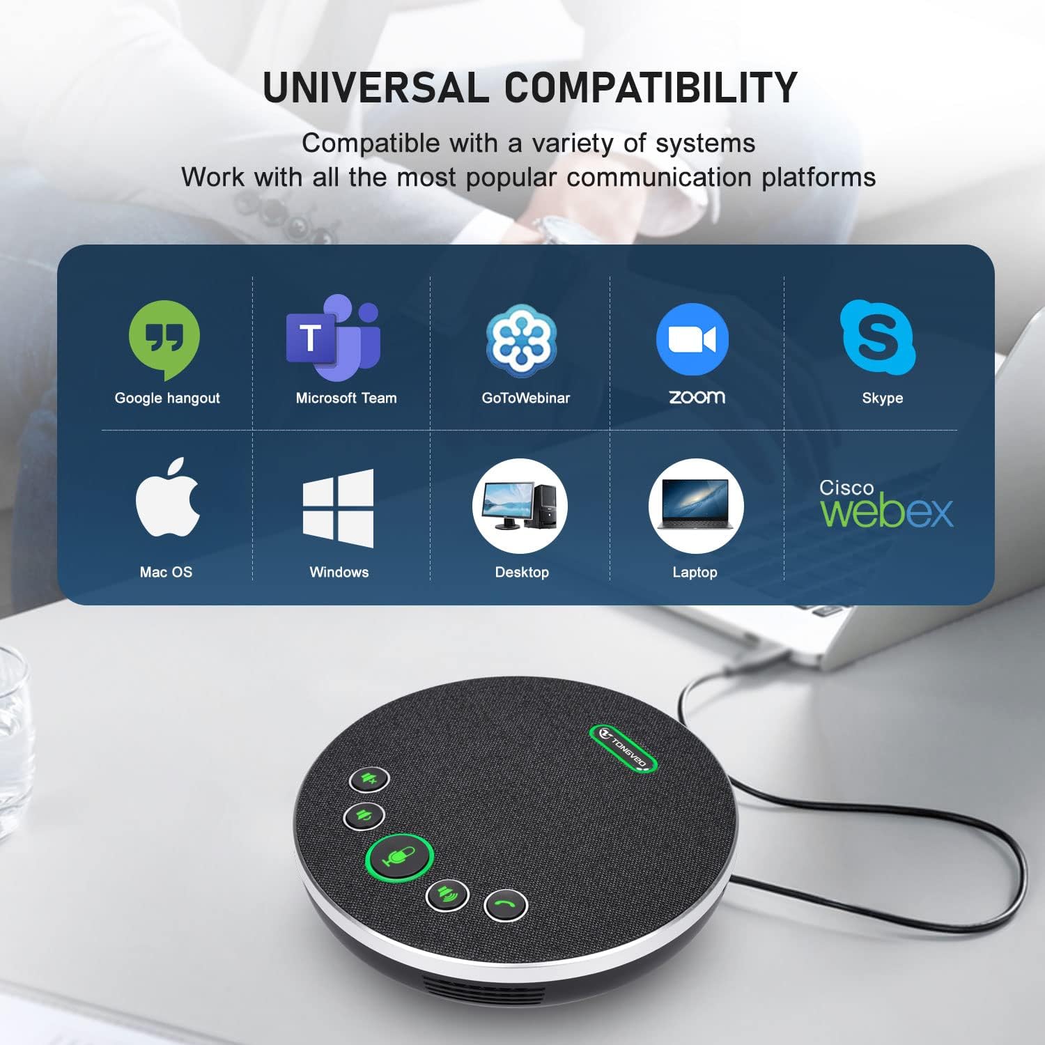 USB Speakerphone Conference Microphone with 4 AI Microphones Noise Cancellation A739