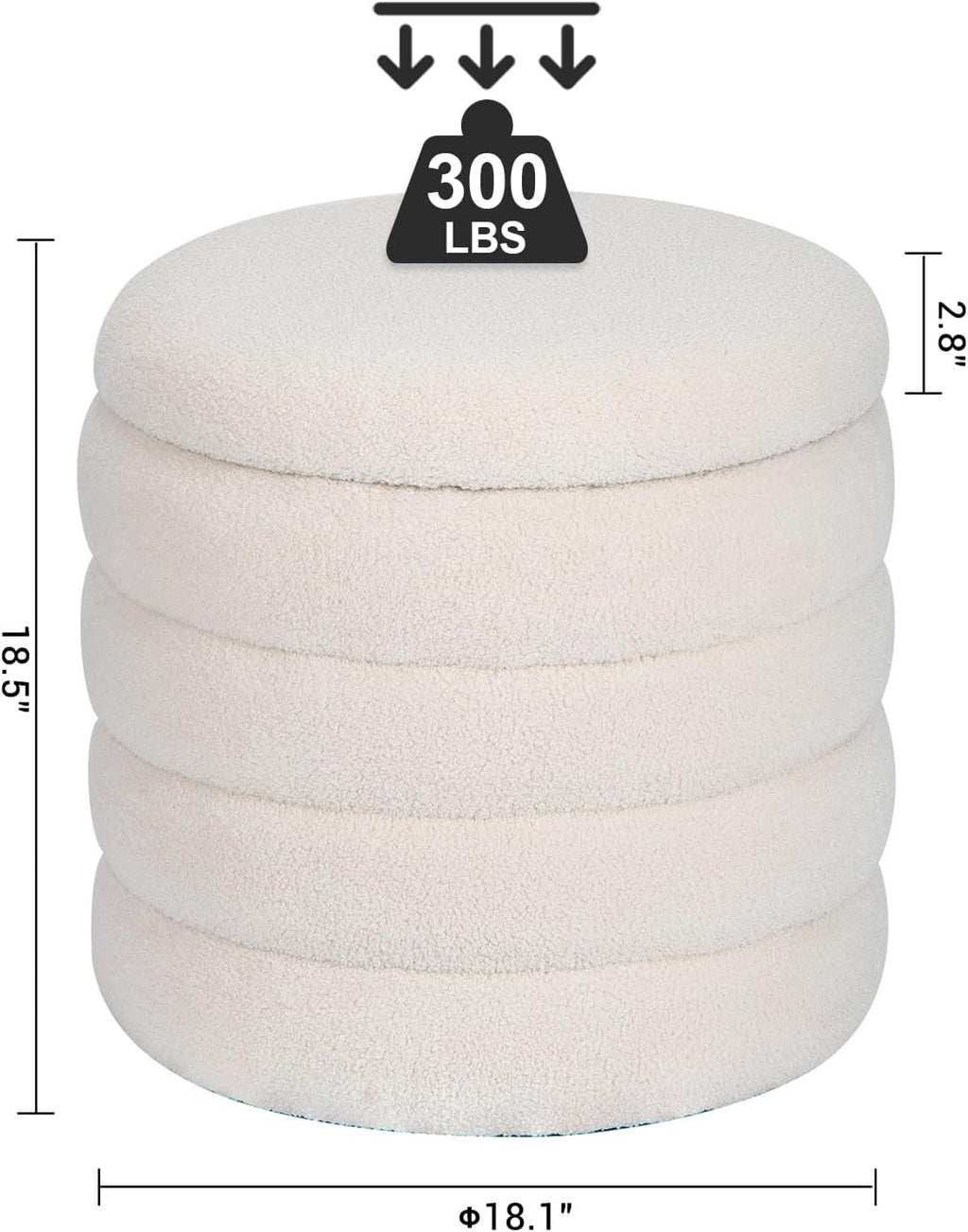 White Round Upholstered Ottoman O109128