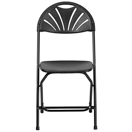 Black Plastic Fan Back Folding Chair L206
