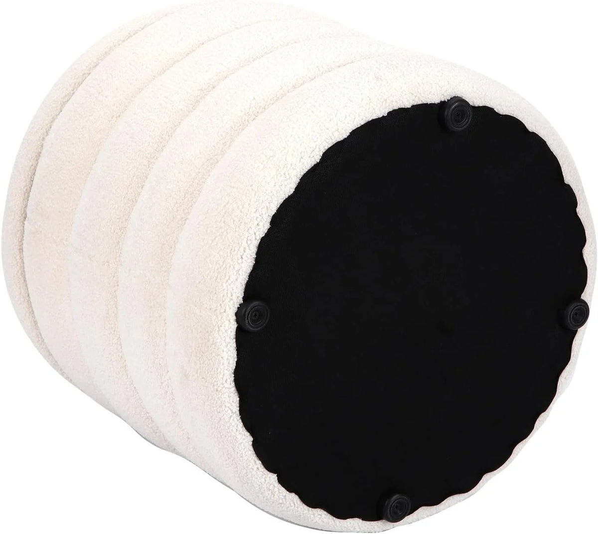 White Round Upholstered Ottoman O109128