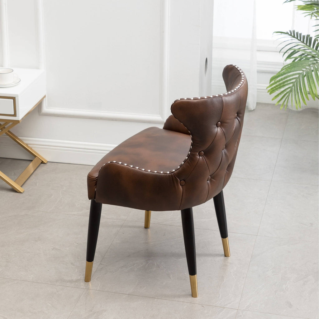 Brown Faux Leather Tufted Accent Chair R97156
