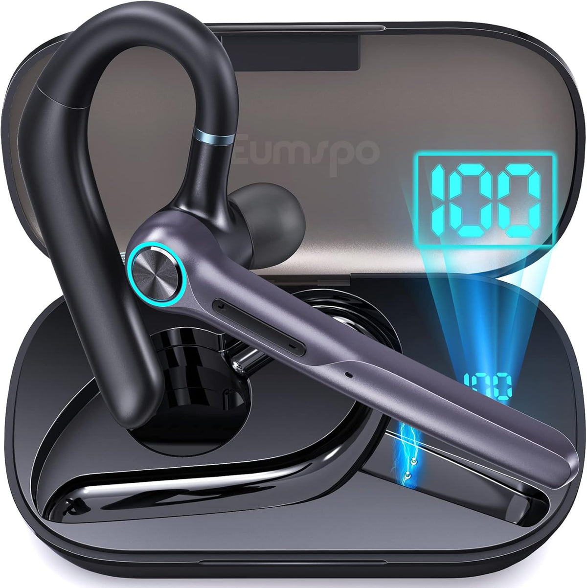 Bluetooth Headset with Charging Case, Dual Mic Noise Cancelling, Pack of 2 J2046
