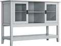 Grey Sideboard Storage Cabinet with Framed Glass Doors B8657