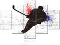 5 Panel Canvas Wall Art Hockey Stick and Puck Sliding Across The Ice Slap Shot Player Poster Stretched Framed (50''Wx24''H) H555