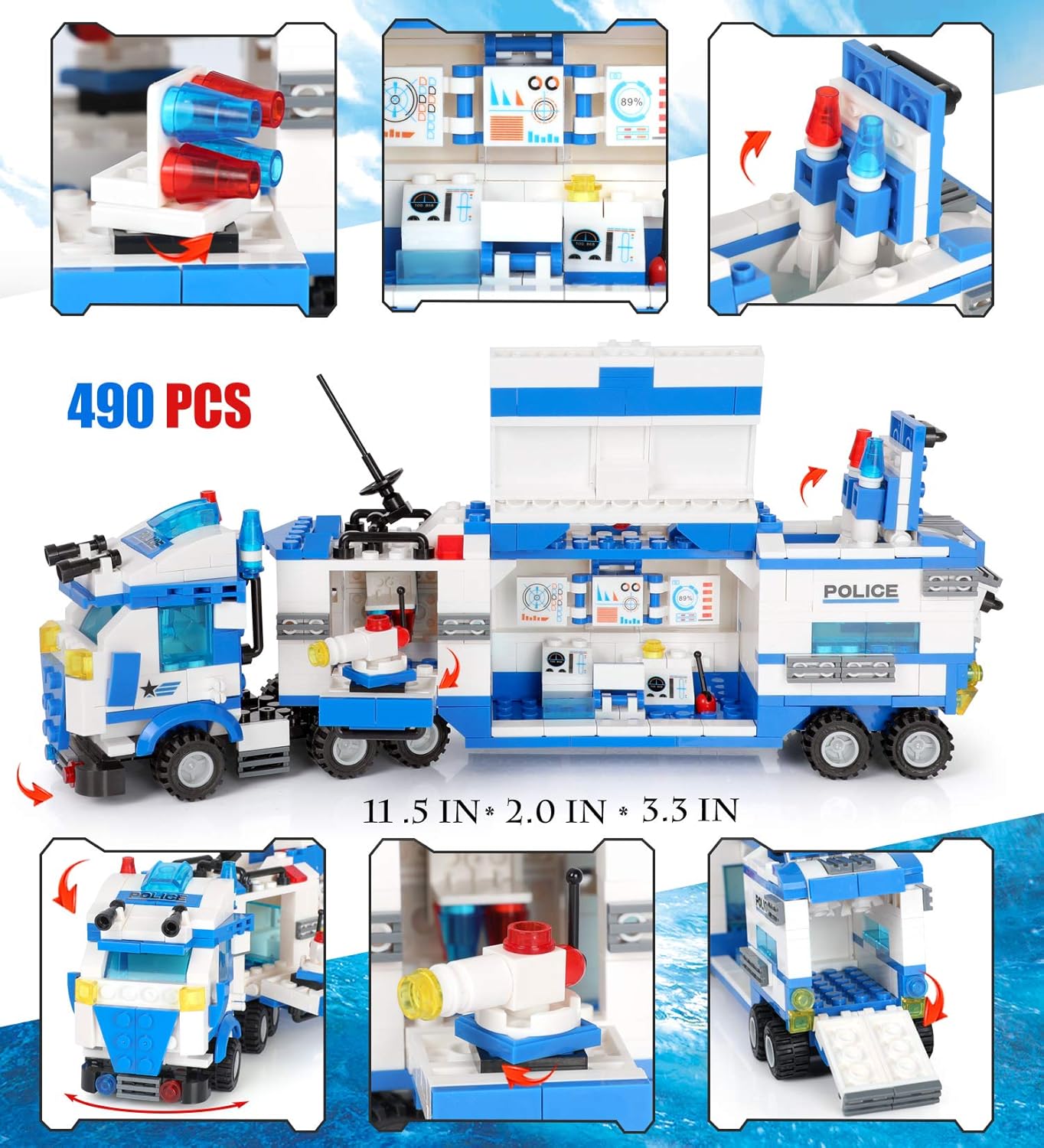 1338 Pieces Police Station Building Blocks Set with Storage Box P870508