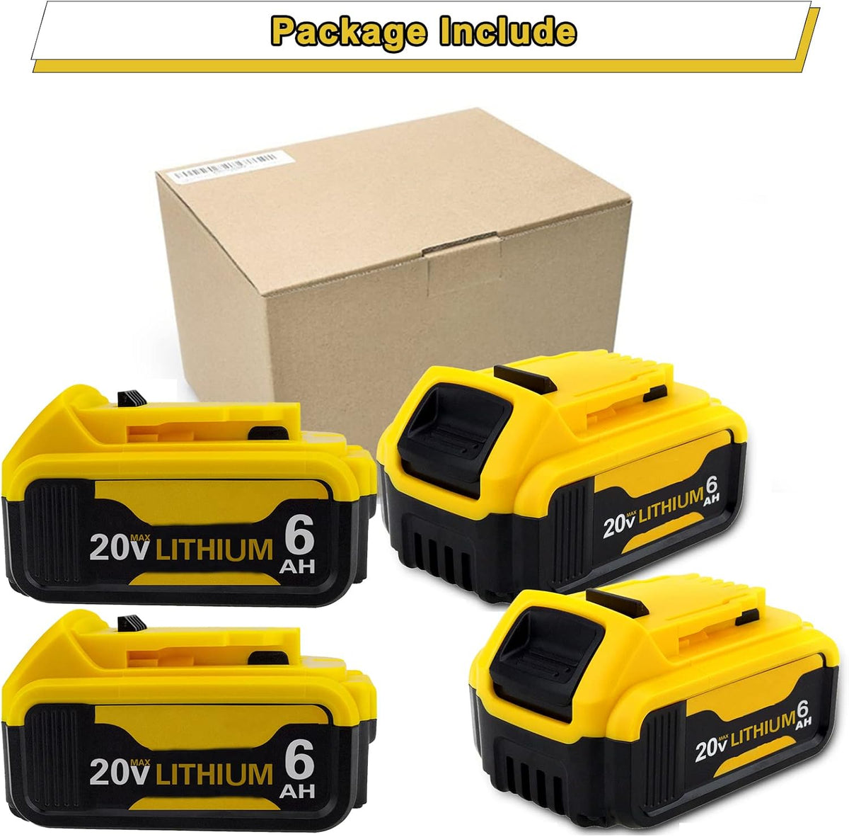 6.0Ah 20 Volt DCB206 Battery 4 Packs Z279597