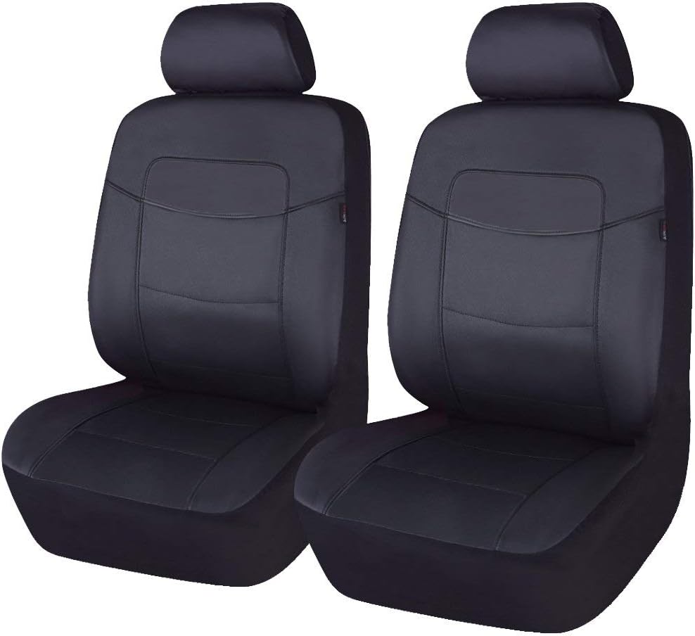 Black Leather Waterproof Car Seat Covers Full Set J356