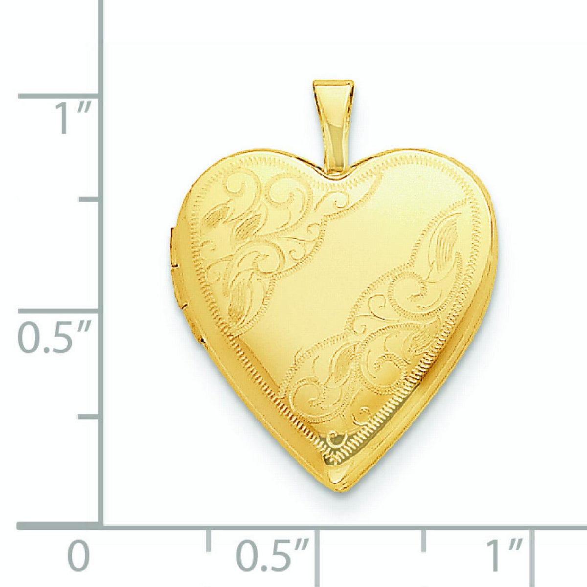 14k Yellow Gold Textured Polished Engravable 20mm Love Heart Locket Jewelry P4257