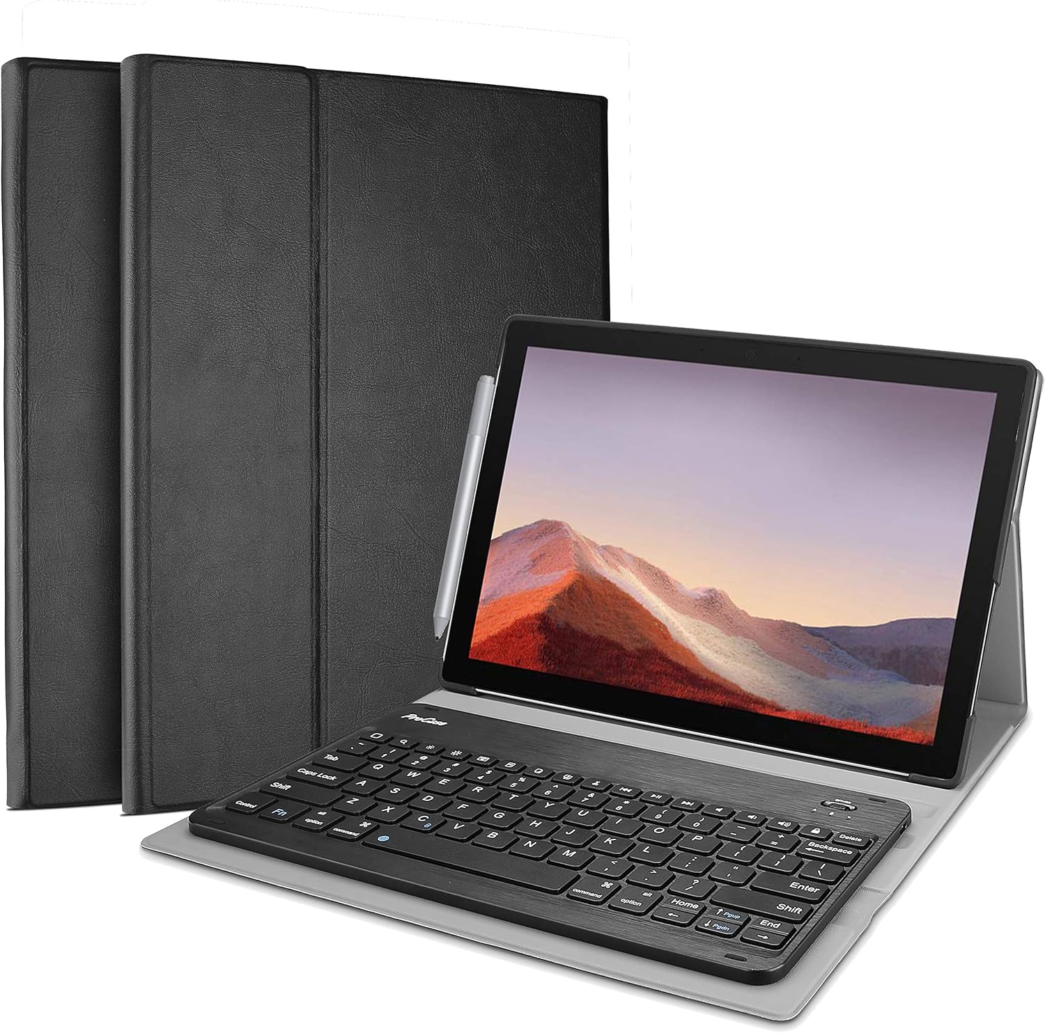 Keyboard Case with Wireless Keyboard for Tablet, Black Pack of 2 U962