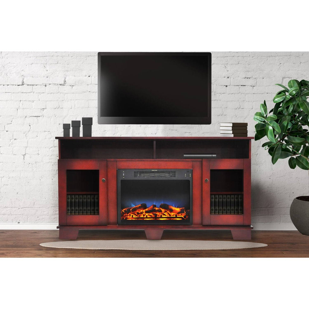Cherry Electric Fireplace with Entertainment Stand I9433