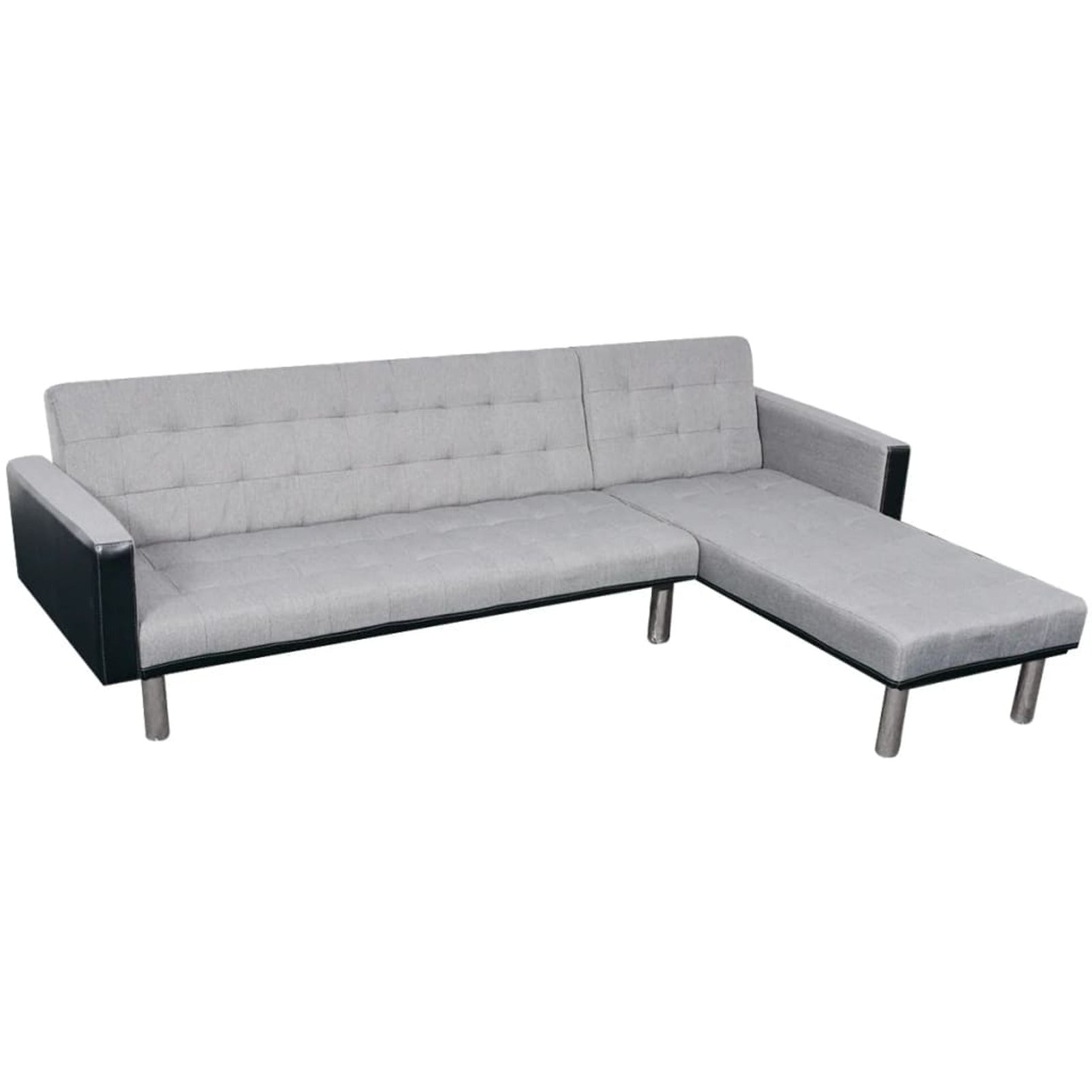 L-shaped Sofa Bed Fabric Black and Gray Q652