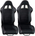 Pair of Black PVC Faux Leather Racing Car Seats V68410