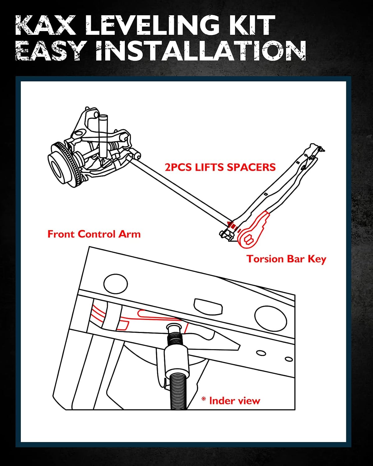 1-3 inch Front Leveling Lift Kit with Shock Extenders Brackets, Pack of 2 V10569