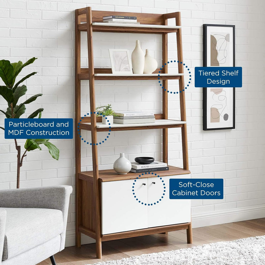 Walnut White Bookshelf Display Case X9595