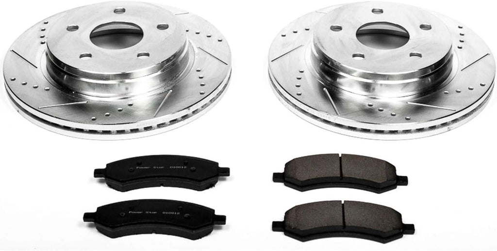Front Z23 Carbon Fiber Brake Pads with Drilled & Slotted Brake Rotors Kit J345