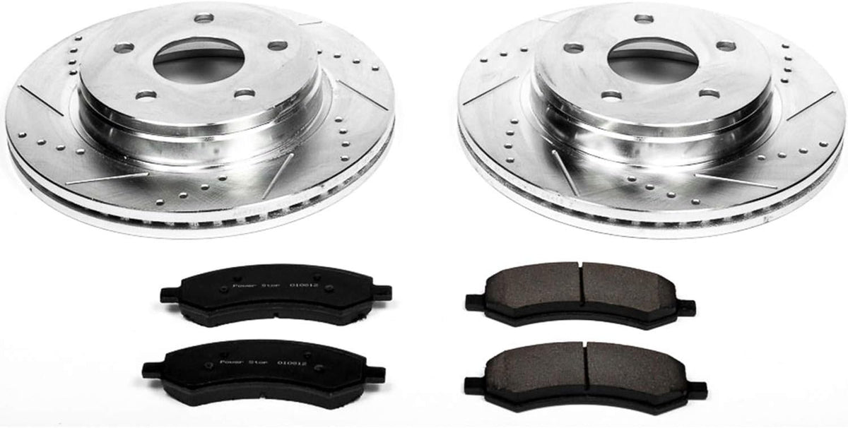 Front Z23 Carbon Fiber Brake Pads with Drilled & Slotted Brake Rotors Kit J345