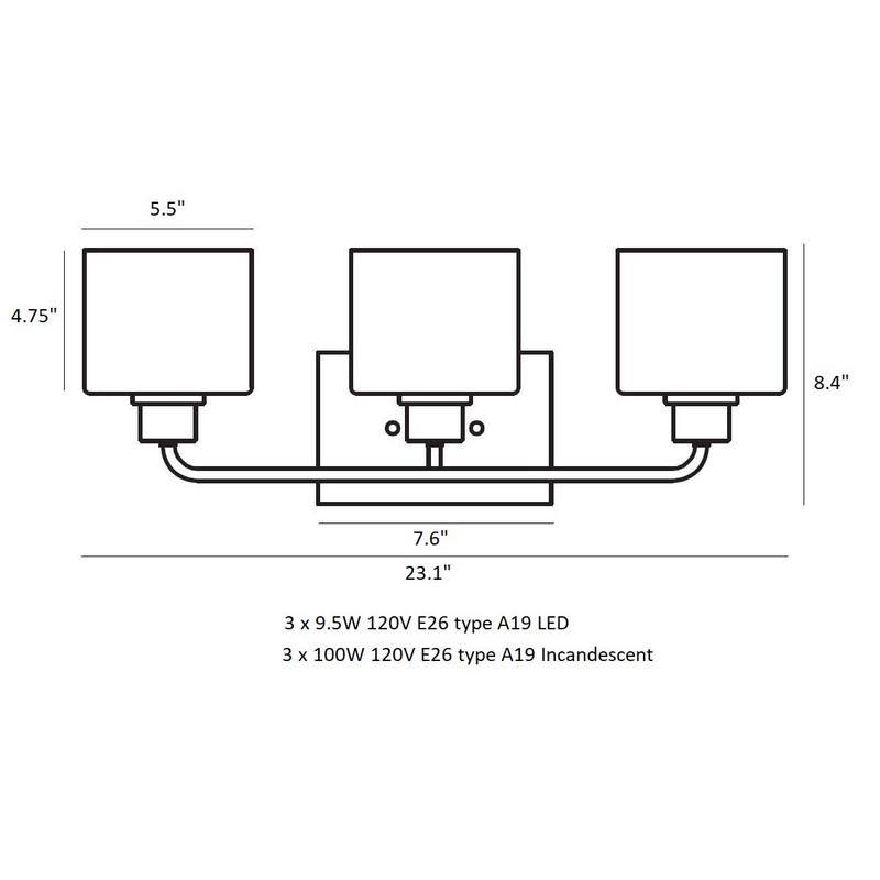 Three Light Bath T44054