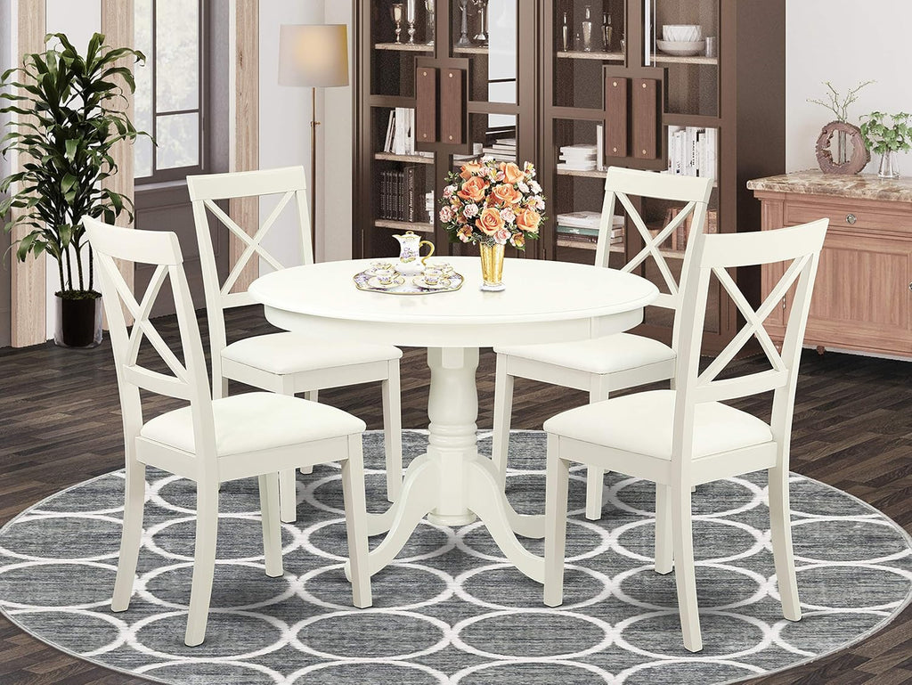 5-Pc Solid Wood Kitchen Table and 4 Chairs Set Cappuccino Finish W872