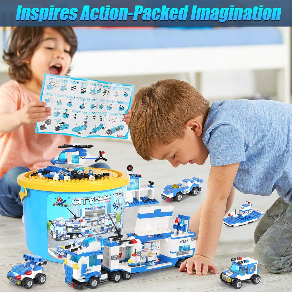 1338 Pieces Police Station Building Blocks Set with Storage Box P870508